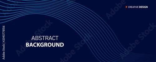 Abstract background with blue wavy lines on dark blue