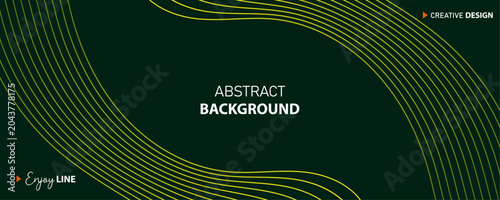 Dark green abstract background with yellow lines and creative design elements