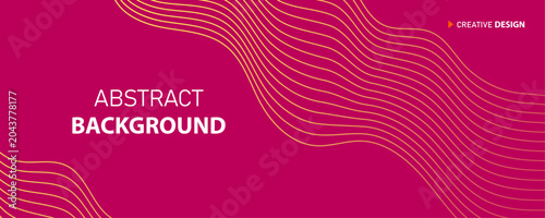 Vibrant abstract background with golden lines on magenta