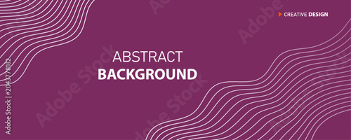 Modern abstract background with flowing white lines on deep purple creative design template
