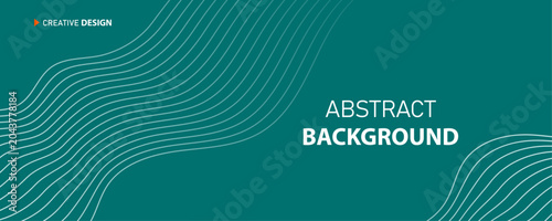 Modern teal abstract background with flowing white lines for graphic design and presentations