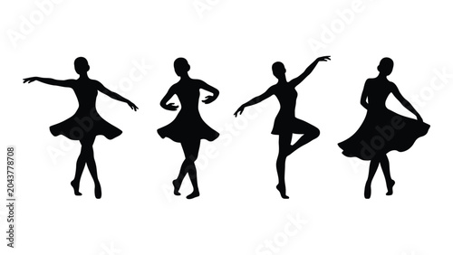 Photos dancer silhouettes on white background silhouette black figure pose graceful