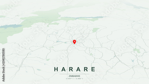 Bild auf Leinwand Modern minimalist vector map of Harare, Zimbabwe