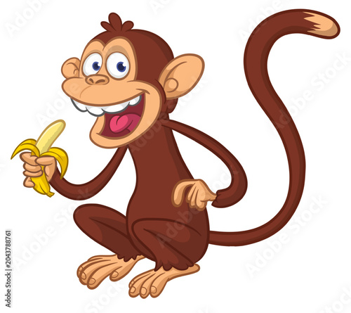 Photography Cartoon funny monkey chimpanzee eating banana