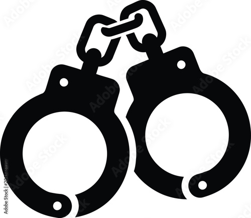 фотографія Black minimalist handcuffs silhouette symbol for crime and law enforcement vecto
