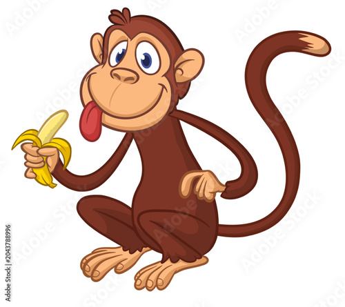 Photography Cartoon funny monkey chimpanzee eating banana