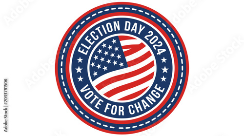 Valokuva Election Day 2024 Vote For Change USA Flag Emblem Round Sticker