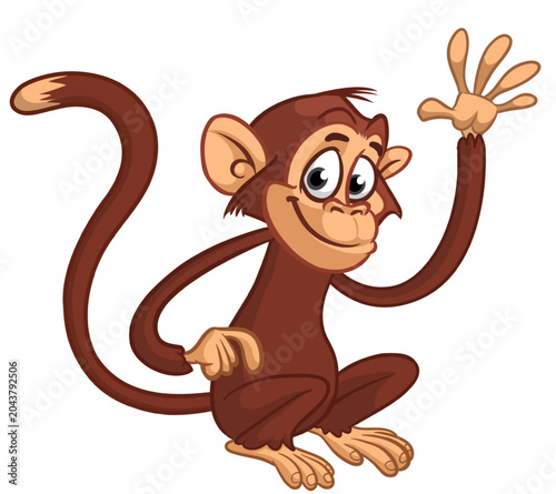 Canvas Print Cartoon funny monkey chimpanzee with cute face expression