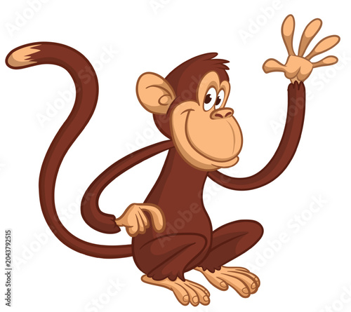 Canvas Print Cartoon funny monkey chimpanzee with cute face expression