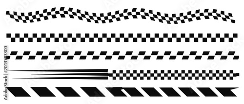 Obraz na płótnie Seamless checkered racing flag pattern with black and white finish line ribbon,