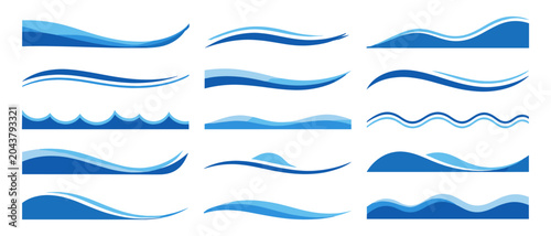 Quadro su tela Abstract wavy border and divider shapes collection, modern curve frame templates