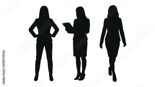 Photos three female silhouettes in business attire on white background silhouette woman