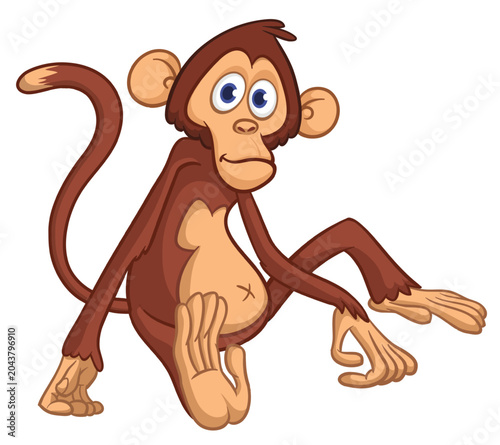 Canvas Print Cartoon funny monkey chimpanzee sitting