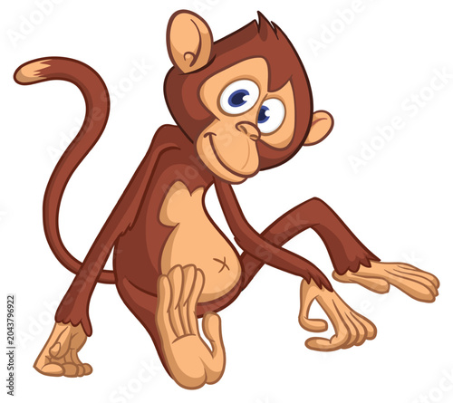 Canvas Print Cartoon funny monkey chimpanzee sitting