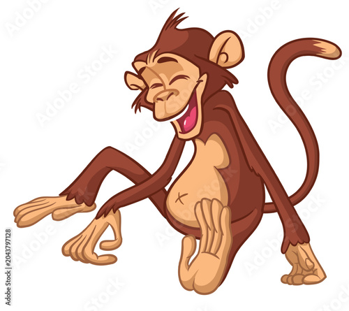 Canvas Print Cartoon funny monkey chimpanzee sitting