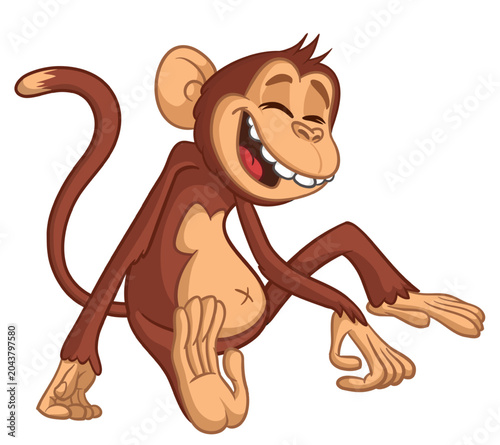 Canvas Print Cartoon funny monkey chimpanzee sitting