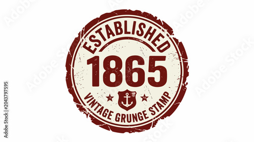 Established 1865 vintage grunge rubber stamp. Distressed vector badge illustration