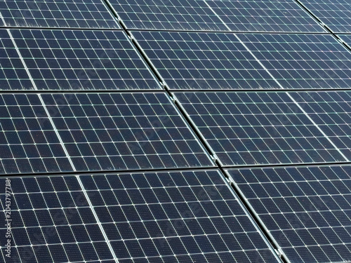 Close-Up of Photovoltaic Solar Panels, Renewable Energy Technology and Clean Electricity Generation