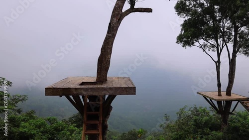 LAHANGAN SWEET viewpoint over the valley and volcano in Bali Indonesia