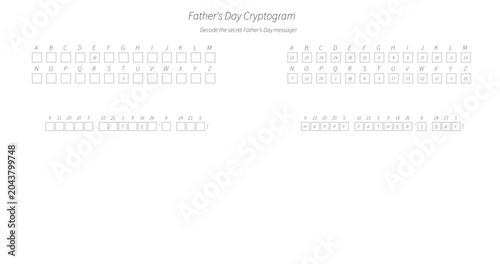 Tableau sur toile Father's Day cryptogram puzzle template on blank background