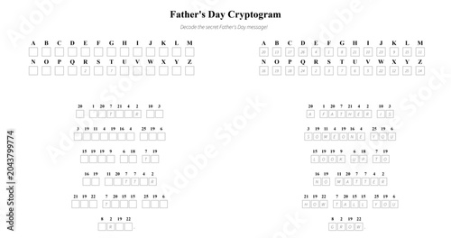 Canvastavla Father's Day cryptogram puzzle template for family game fun