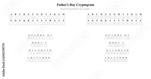 Cuadro en lienzo Father’s Day cryptogram puzzle on white background
