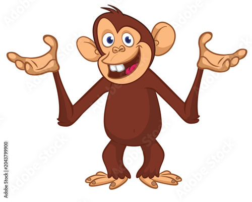 Canvas Print Cartoon funny monkey chimpanzee with cute face expression