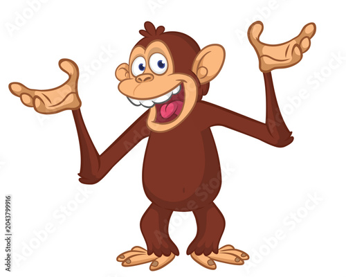 Canvas Print Cartoon funny monkey chimpanzee with cute face expression