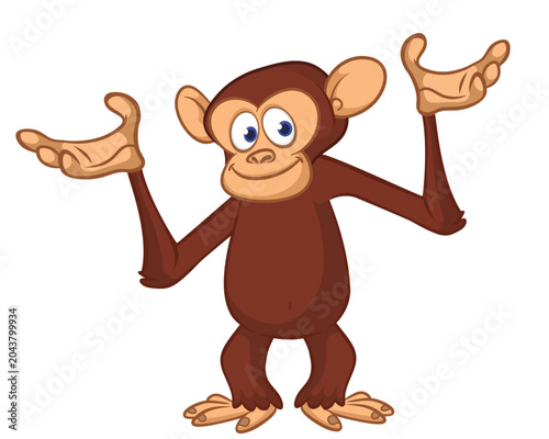 Canvas Print Cartoon funny monkey chimpanzee with cute face expression