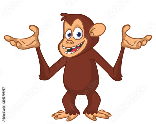 Photography Cartoon funny monkey chimpanzee with cute face expression