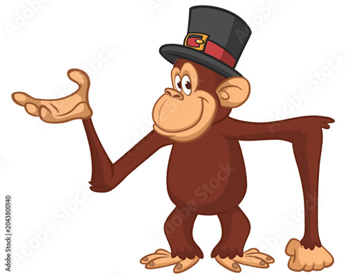 Canvas Print Cartoon funny monkey chimpanzee with cute face expression