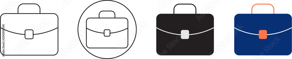 Obraz premium A set of briefcase icons in various colors and line art styles