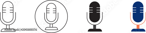 Konstfotografi A set of microphone icons in various styles and colors, including line art, solid black, and colored versions