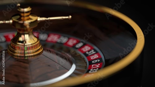 Roulette Casino Wheel Spinning at Constant Pace with Selective Focus - Seamless Loop, Close-up