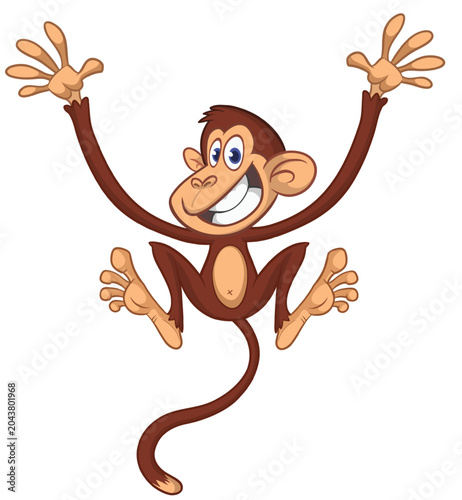 Photography Cartoon funny monkey chimpanzee with cute face expression jumping and dancing