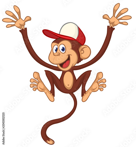 Photography Cartoon funny monkey chimpanzee with cute face expression jumping and dancing