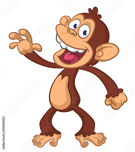 Canvas Print Cartoon funny monkey chimpanzee with cute face expression