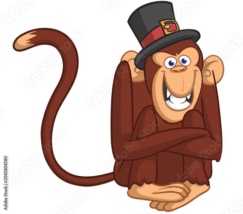 Photography Cartoon funny monkey chimpanzee with cute face expression sitting in shy pose