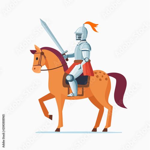 Chevalier en armure sur cheval – illustration médiévale héroïque
