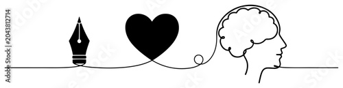 Photos Creativity heart and brain connection continuous line art, human mind intelligen