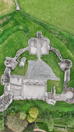 Historic Kildrummy Castle Built in the Thirteenth Century Viewed from the Air in Northeast Scotland
