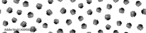 Canvastavla Seamless pattern with hand drawn ink rings and chaotic circle strokes