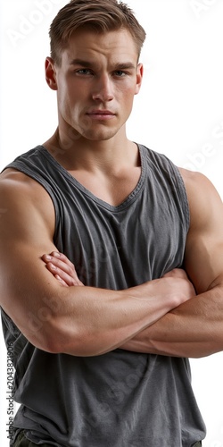  Portrait of a confident adult man on a white background.