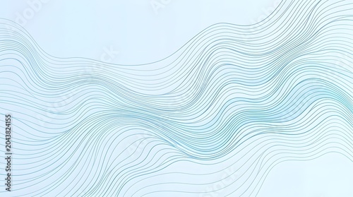 Abstract Blue Wavy Lines Background on Minimalist Gradient