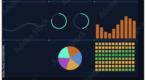 Animated business data dashboard infographic set animation