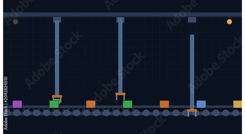 Automated industrial conveyor belt system with animation