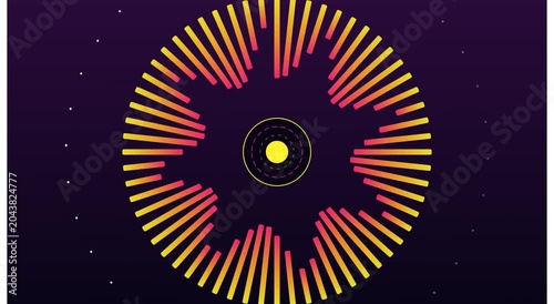 Circular audio spectrum visualizer with pulsing neon animation