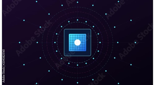 Digital cpu processor chip abstract hud technology animation