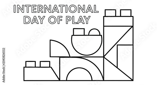 Obraz na plátně International day of play line art illustration with building blocks