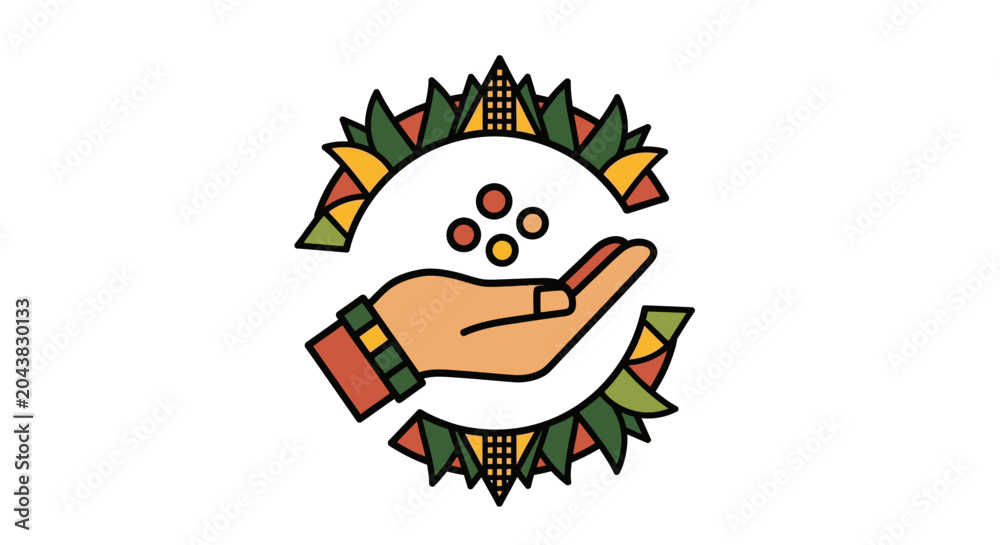 Naklejka premium Hand holding small colorful round objects.